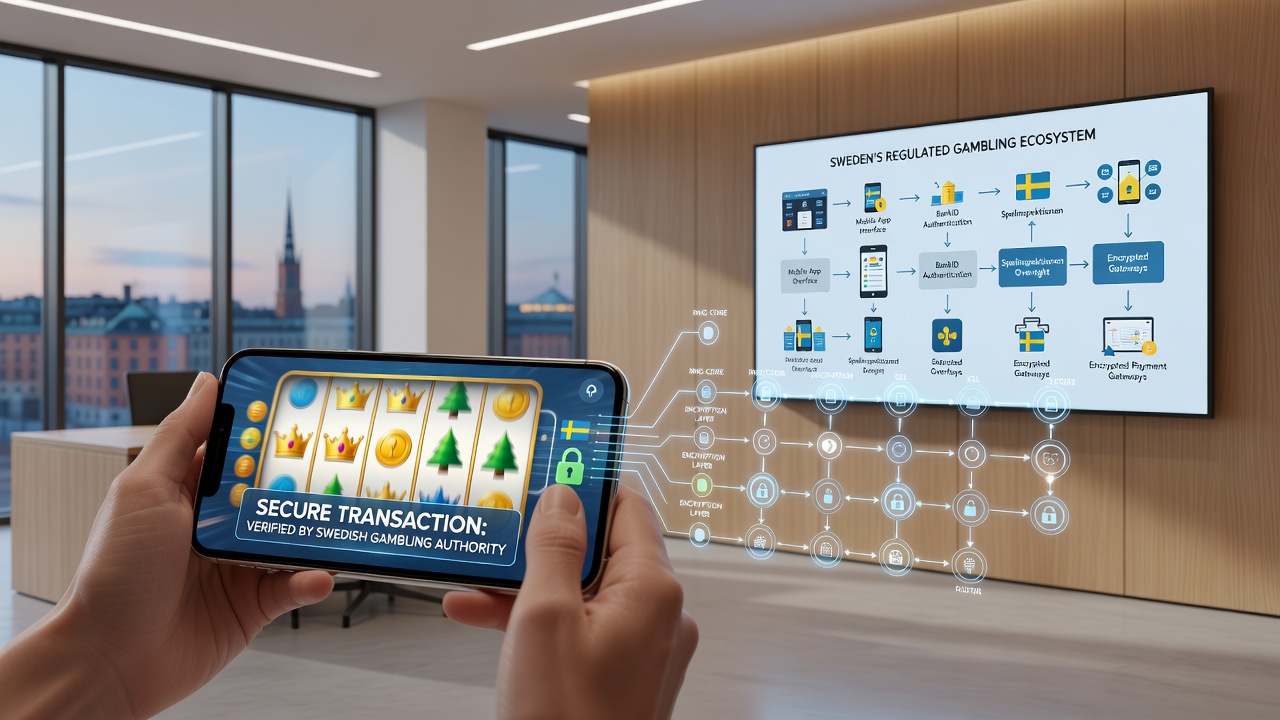 Secure mobile transaction flow diagram for Swedish online slots